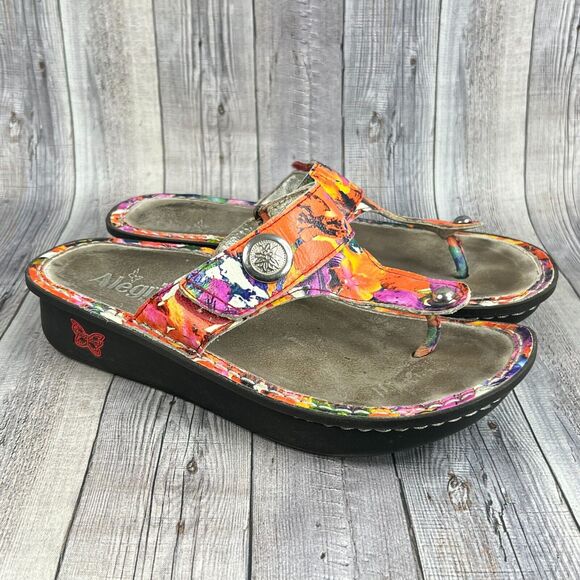 Alegria Carina Platform Sandals Women's EU 37 Multi Color Leather Flip Flops - Picture 1 of 9